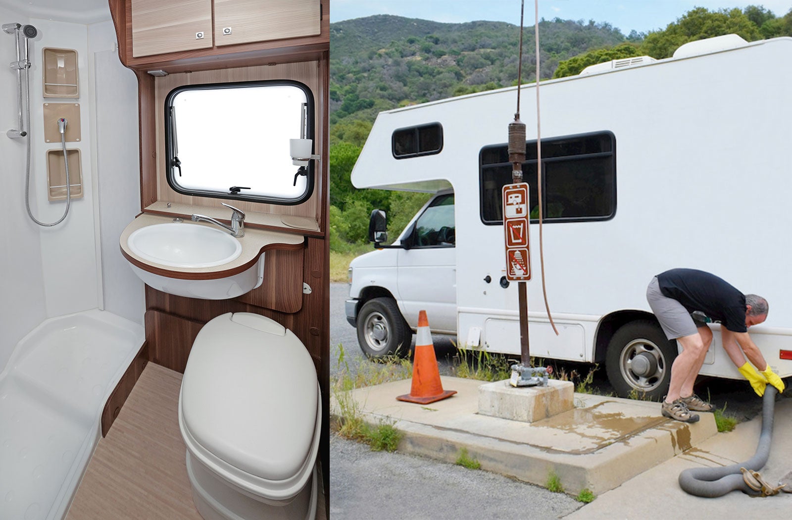 Portable RV/camper toilet and holding tank setup in Grand Rapids, Michigan