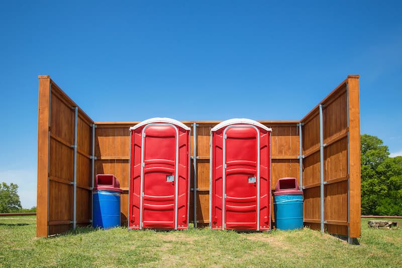 Short-term porta potty units staged for delivery in Grand Rapids, Michigan